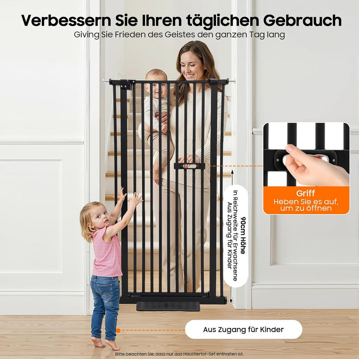 Treppenschutzgitter Ohne Bohren 150 cm, Kinderschutzgitter Türgitter Hunde, Türschutzgitter Haustier