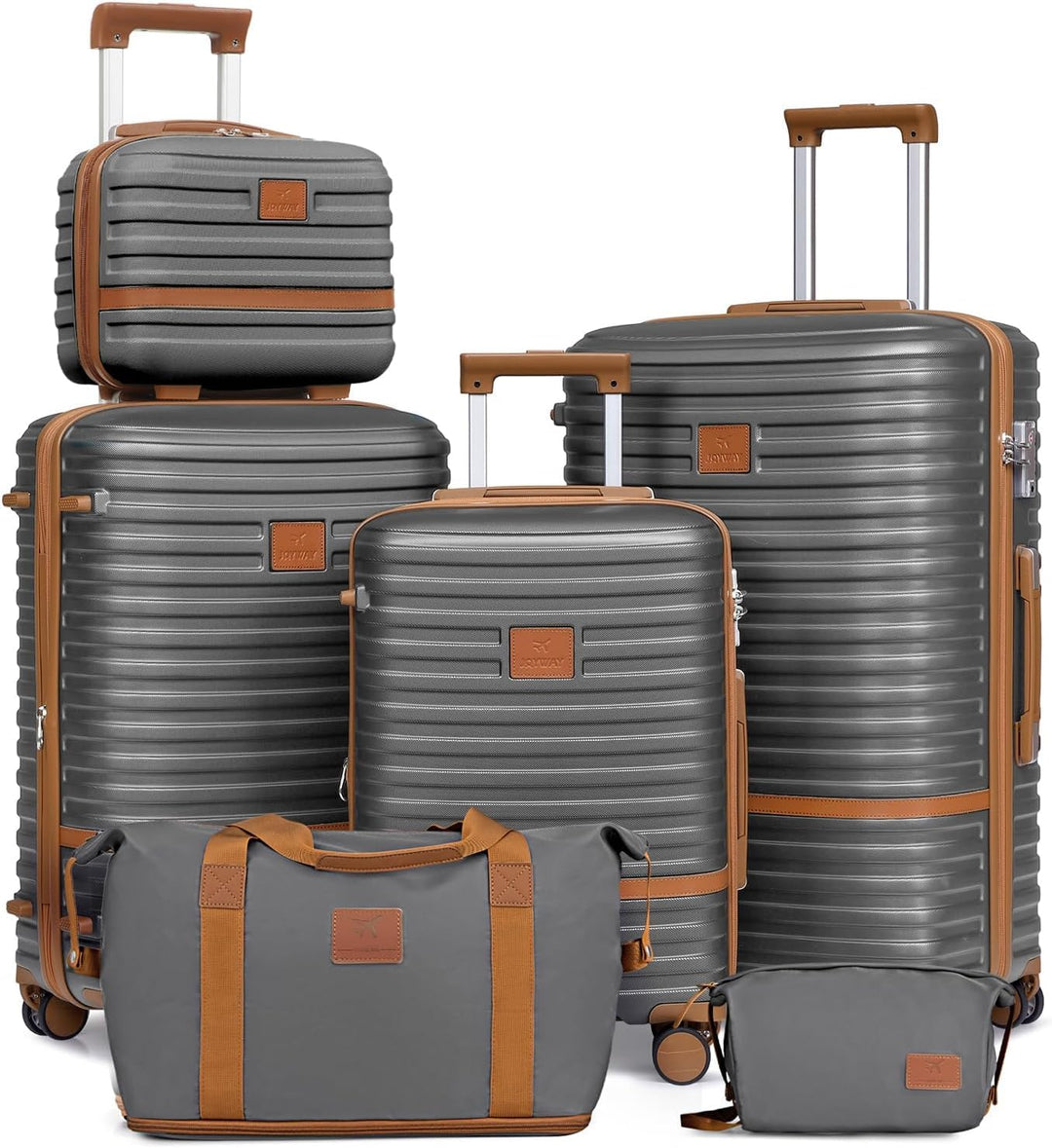 Joyway Kofferset Reisekoffer Set 6tlg Hartschale mit Beautycase Kosmetikkoffe mit 4 Rollen und TSA-S