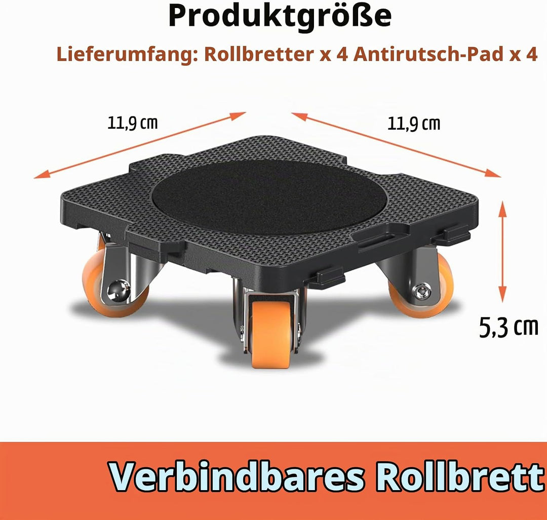 ONEON 4 Pack Möbelroller Schonende Transportrollen aus TPE, 360 Grad drehbar Möbel Transportroller,