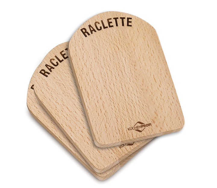 Küchenprofi Raclette Brettchen 4er Set, Buchen-Holz, 9,5 cm x 14 cm, Hitzebeständig, Schutz von empf