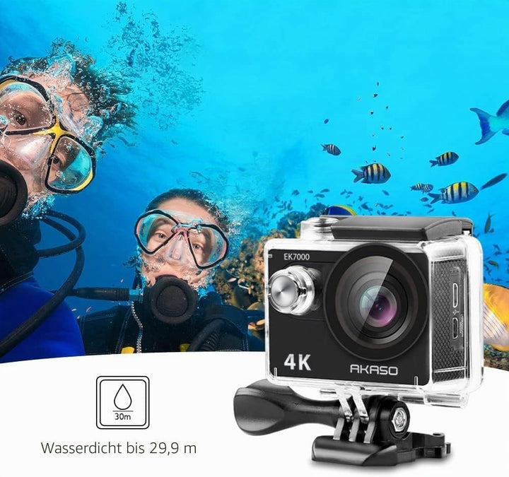 AKASO Action Cam 4k30FPS 20MP - Unterwasserkamera 170°Ultra Weitwinkel Full HD WiFi Action Kamera mi