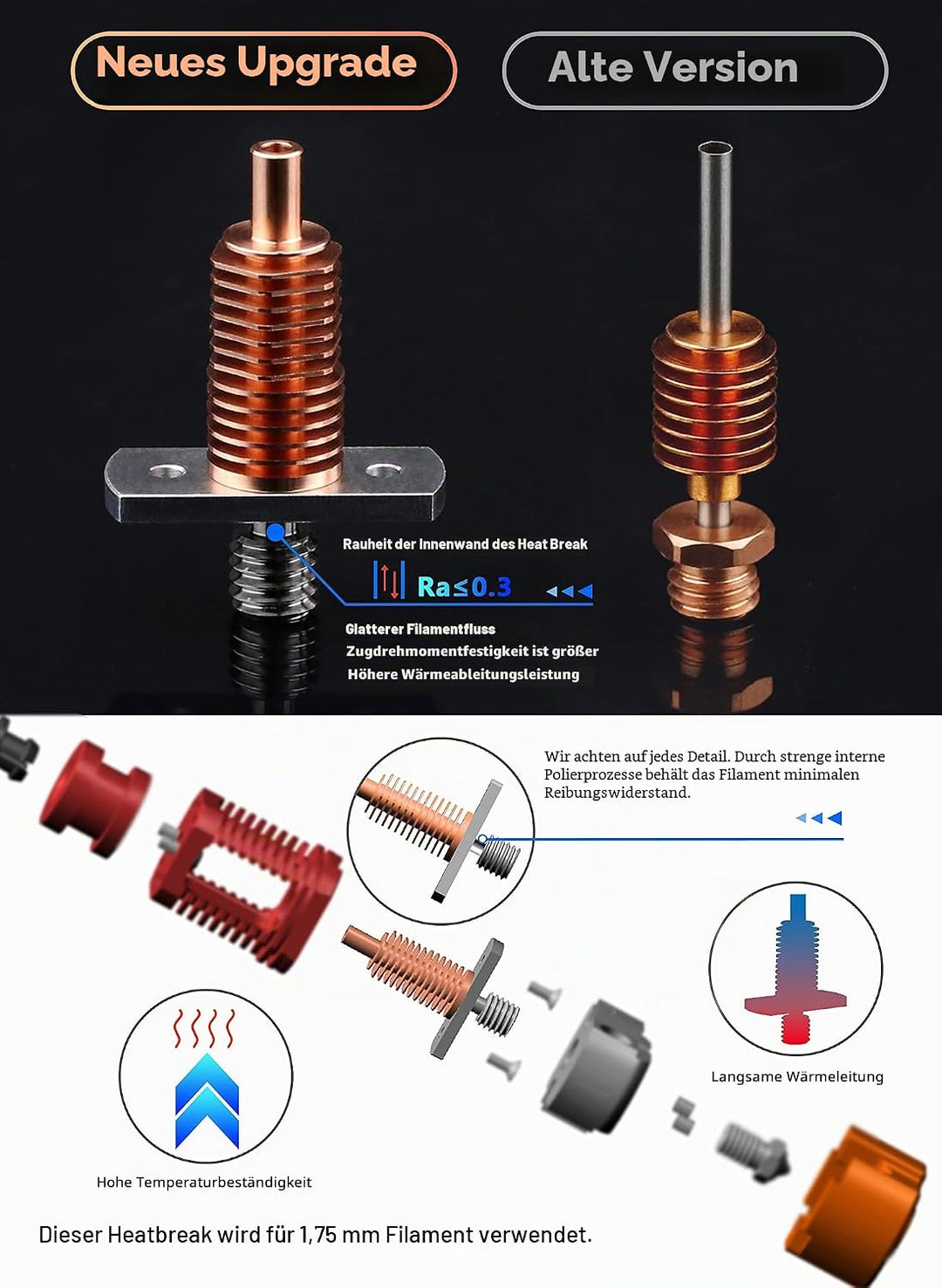 Upgrade Red Lizard k1 V6 Hotend Plated Copper Nozzle Block Compatible with CR10 Ender 3 V2 Pro Ender