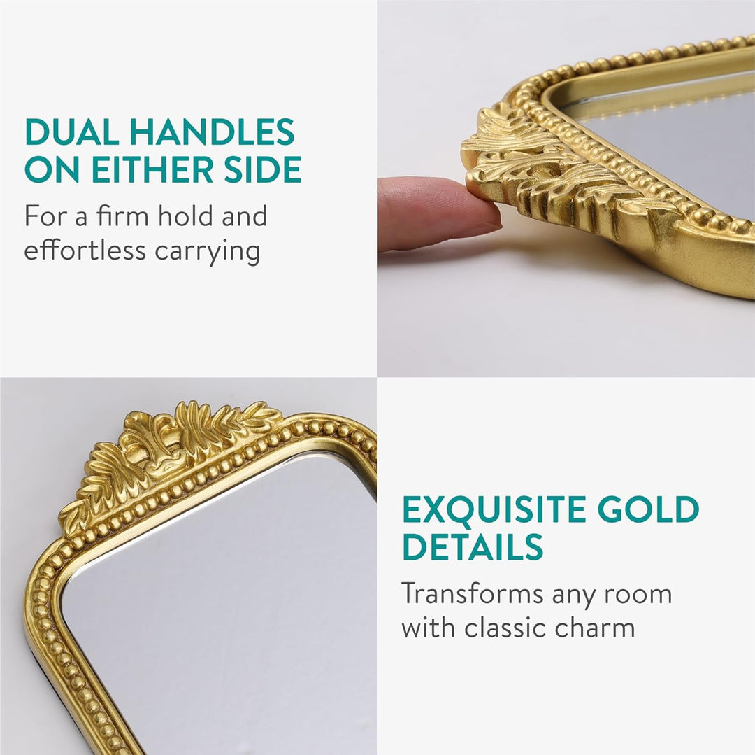 Navaris Antikes Gold Tablett - Eleganter Parfum Organizer - Perfekt als Schmuck Tablett, Parfüm Orga