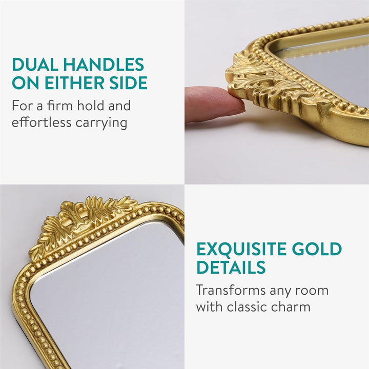 Navaris Antikes Gold Tablett - Eleganter Parfum Organizer - Perfekt als Schmuck Tablett, Parfüm Orga