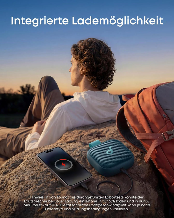 soundcore Boom Go 3i by Anker, tragbarer Lautsprecher mit 15W Sound, 24h Spielzeit, BassUp 2.0, Lade