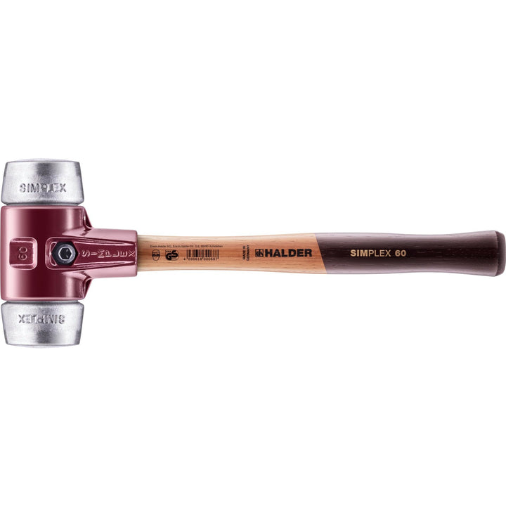 SIMPLEX-Schonhammer mit Stahlgussgehäuse und Holzstiel, Ø 60, Weichmetall Ø=60 mm, Ø=60 mm