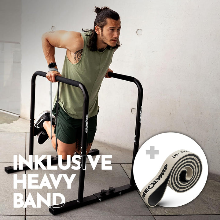 NEOLYMP Dip Barren Calisthenics Equipment – 400kg belastbare Dip Station mit E-Book - verstellbare B