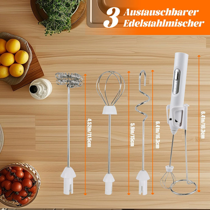 Aohcae Milchaufschäumer Stab, USB Handheld Milchaufschäumer Wiederaufladbar, 3 Gang Aufschäumer mit