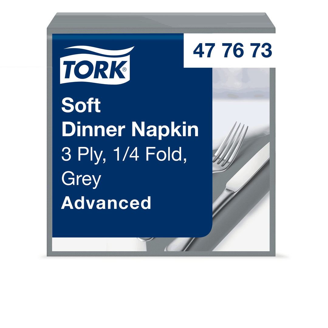 Tork 477673 Soft Dinnerservietten Grau / Papierservietten 3 lagig / Ideale Qualität und Grösse für e