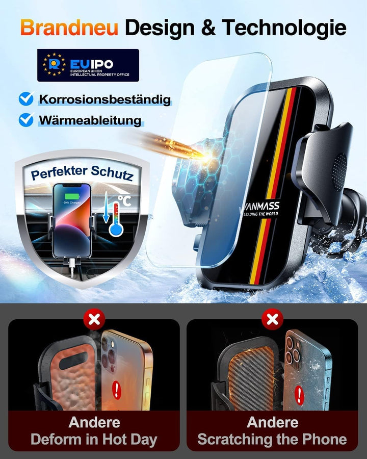 VANMASS Handyhalterung Auto [2023 Upgrade Neust Bombenfest] 4 in 1 Saugnapf Lüftung Handyhalter Auto