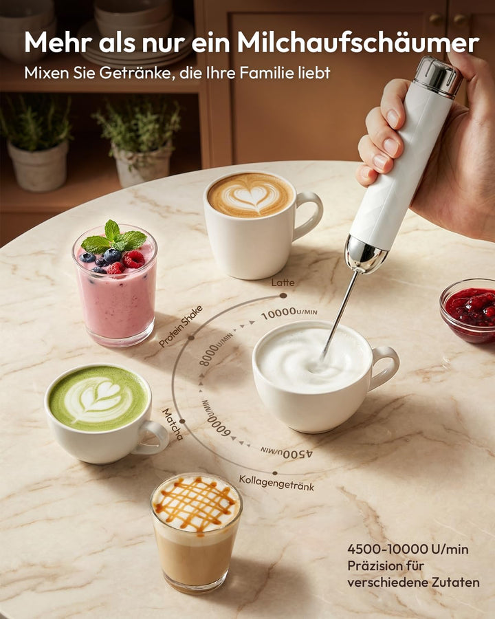 Maestri House Milchaufschäumer Mit Stufenloser Geschwindigkeitsregelung, Usb Aufladbar Milchaufschäu