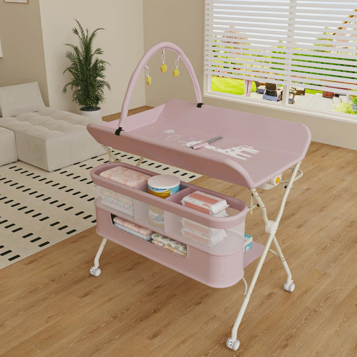 OHMG Baby Wickelkombi Mobiler Bade-Wickeltisch faltbar,klappbare Wickelkommode mobiler,Wickeltisch m