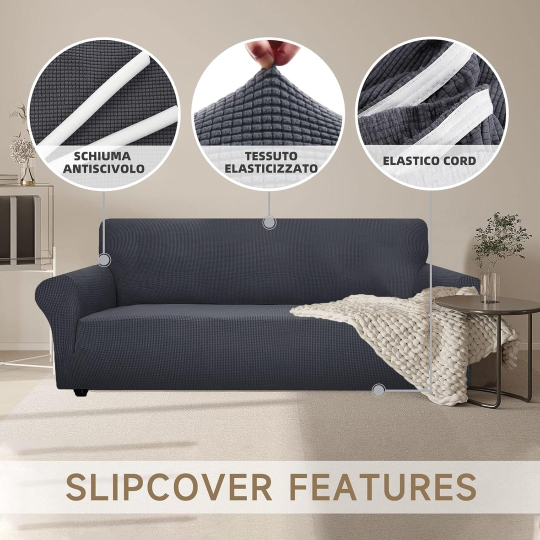 Ystyle Sofa überzug 3 Sitzer Mit Armlehne, Stretch Sofabezug rutschfest, Modern Sofa Cover Für Hunde