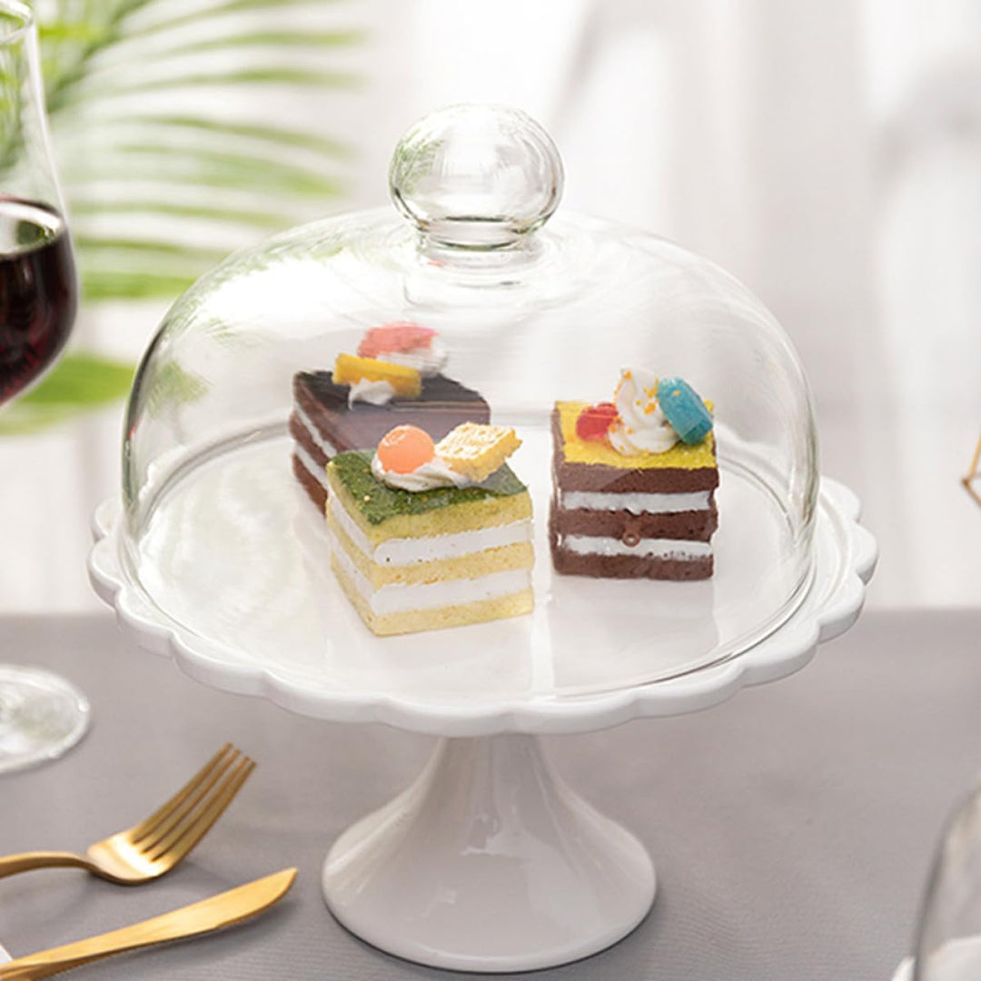 Glas Tortenplatte Mit Deckel Footed Cake Plate mit Kuppel Keramik Dessert St?nder mit Glas Dome Deck