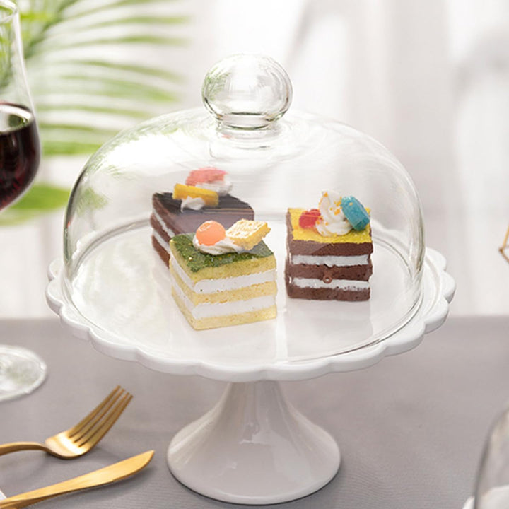 Glas Tortenplatte Mit Deckel Footed Cake Plate mit Kuppel Keramik Dessert St?nder mit Glas Dome Deck