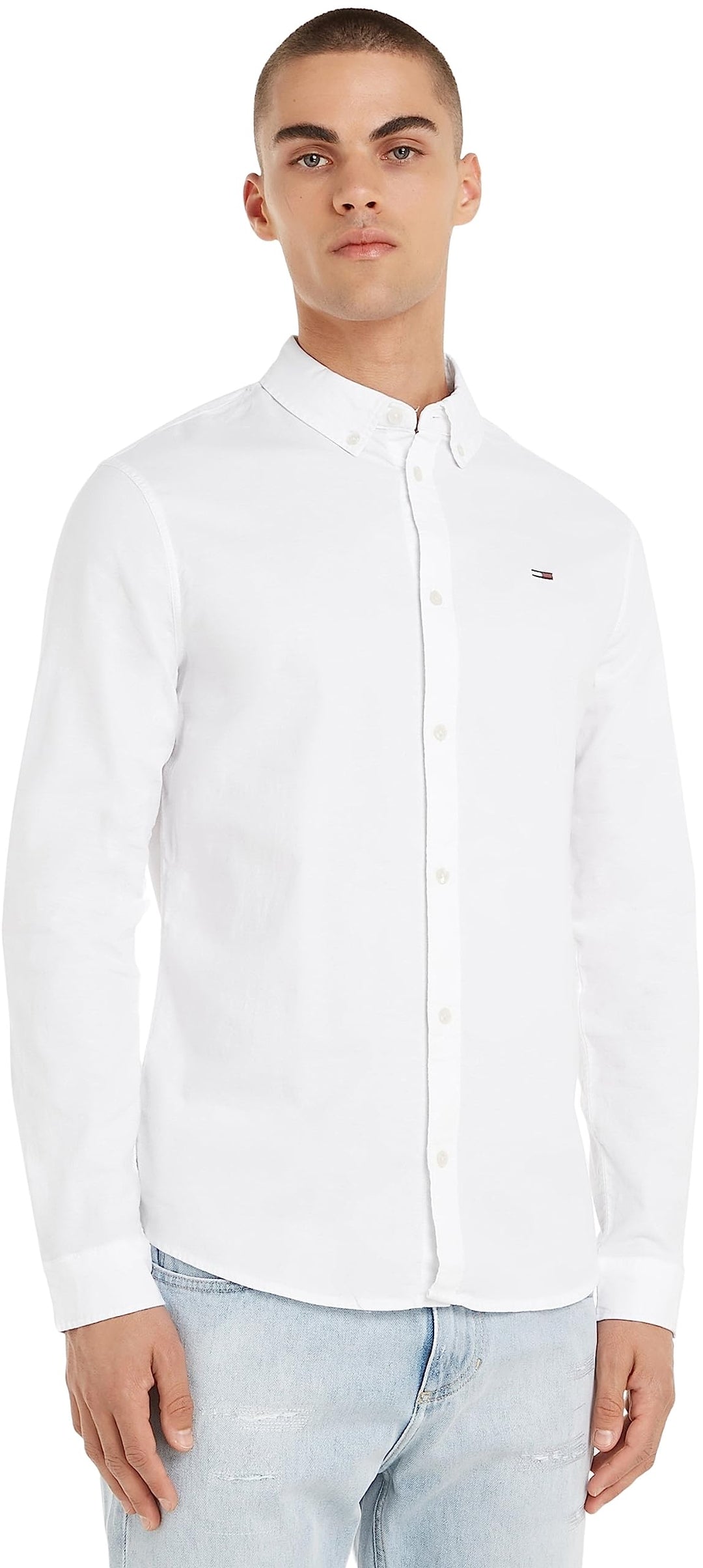 Tommy Hilfiger Herren TJM Slim Stretch Oxford T-Shirt XS Weiss, XS Weiss