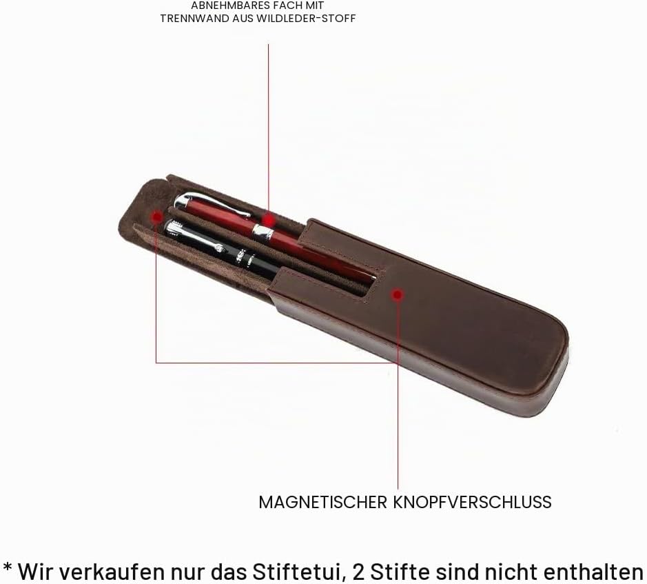 Contacts Herren Echtes Leder Stiftetui, Vintage 2 Stifthalter, Stift Schutzhülle für Reisen, Elegant