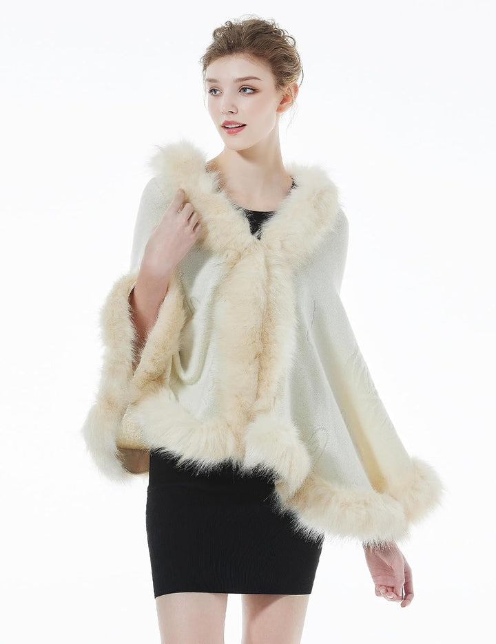 BEAUTELICATE Kunstpelz Schal Stola Bolero Damen Für Frauen Hochzeit Abend Braut Brautschal Brautstol