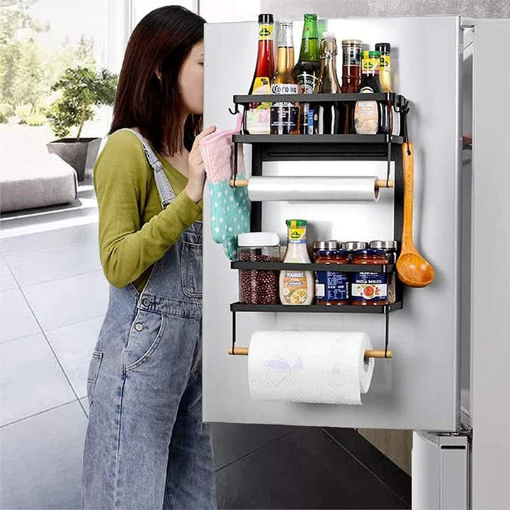 HUOLE Magnetisches Gewürzregal für Kühlschrank, Küchenregal Ohne Bohren aus Edelstahl, Magnetisches