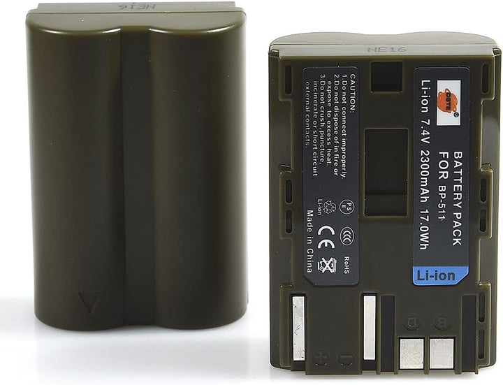 DSTE®（2 Pack） Ersatz Batterie und DC19E Reise Ladegerät Compatible für Canon BP-511 BP-511A EOS 10D