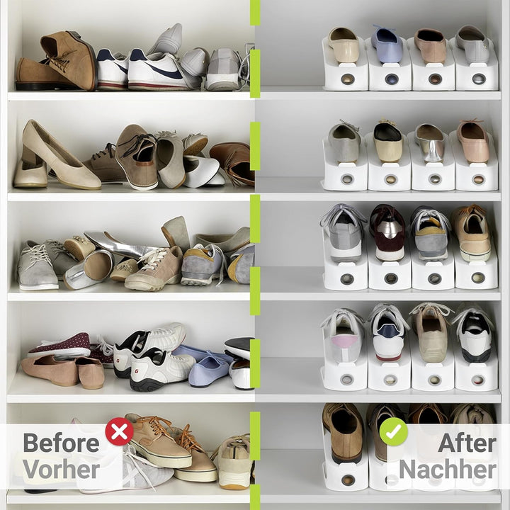 WENKO Schuhhalter Weiss 8er Set mit Griffloch für leichte Handhabung Weiss