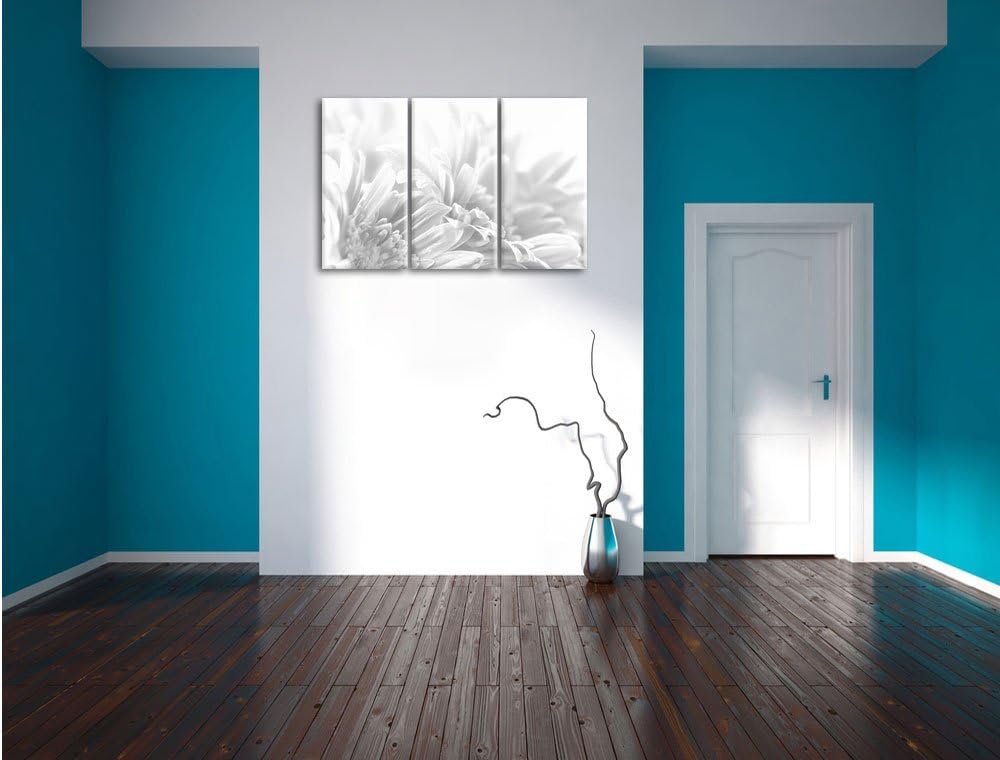 Pixxprint Gerbera-Blume / 3-Teilig/Gesamtmass 120cm Leinwandbild bespannt auf Holzrahmen/Wandbild Ku