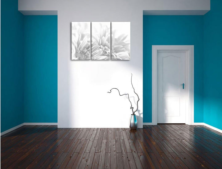 Pixxprint Gerbera-Blume / 3-Teilig/Gesamtmass 120cm Leinwandbild bespannt auf Holzrahmen/Wandbild Ku