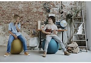 VLUV® BOL LEIV Sitzball Büro ergonomisch - Gymnastikball mit Stoffbezug & Wegrollschutz - Bürostuhl