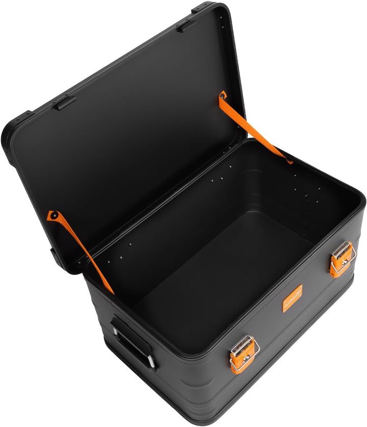 ALUBOX Alukiste abschliessbar E47B - Premium Aluminium Lagerbox 47 Liter - Deckel mit Aluminium Druc