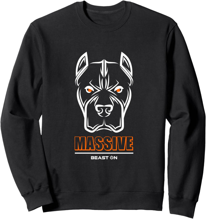 Bulldogge Kopf Massive Orange Gym Workout Fitness Training Sweatshirt