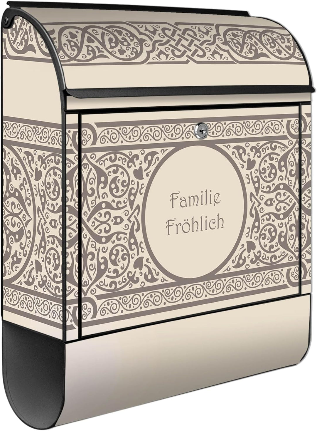 banjado Design Briefkasten personalisiert 38,5x46,5x13cm & 2 Schlüssel - Briefkasten Stahl Schwarz Z
