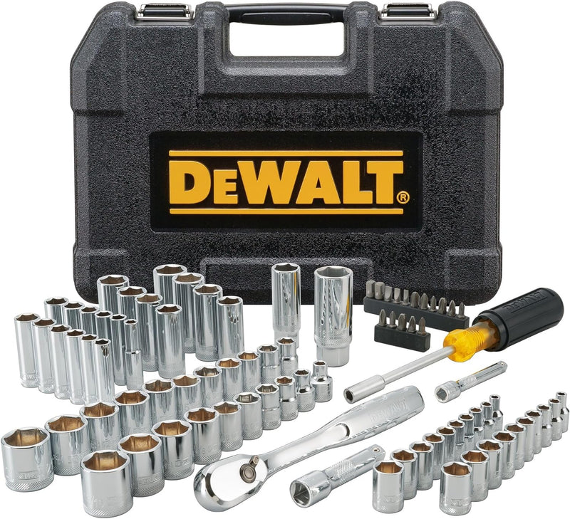 DEWALT Mechaniker-Werkzeug-Set, inklusive Ratschen, Bohrer und Anti-Rutsch-Schraubendreher, 84-teili