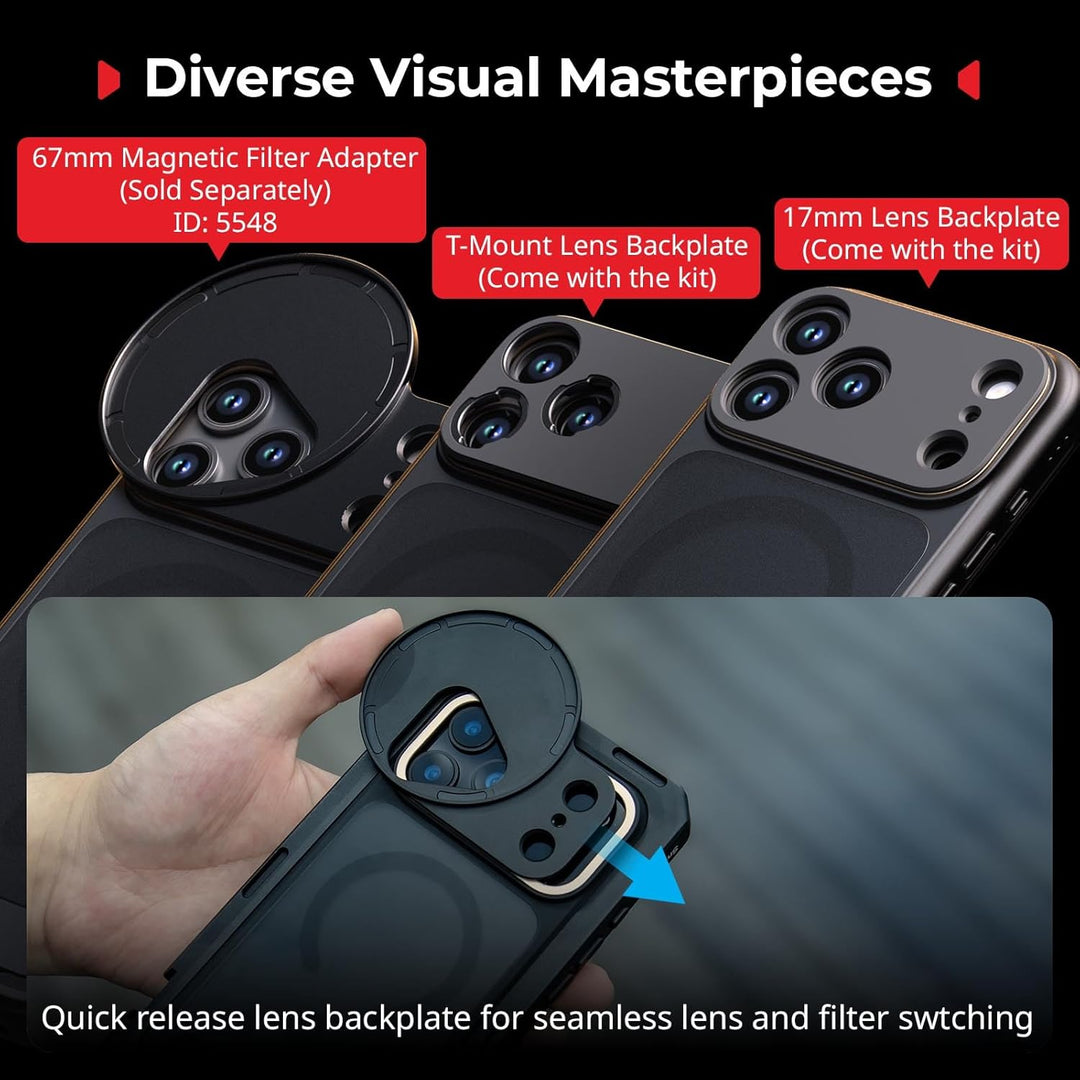 SMALLRIG Mobile Video Cage für iPhone 17 Pro Max, mit Handyhülle, TPU-Softrahmen, T-Mount und 17-mm-