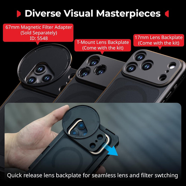 SMALLRIG Mobile Video Cage für iPhone 17 Pro Max, mit Handyhülle, TPU-Softrahmen, T-Mount und 17-mm-