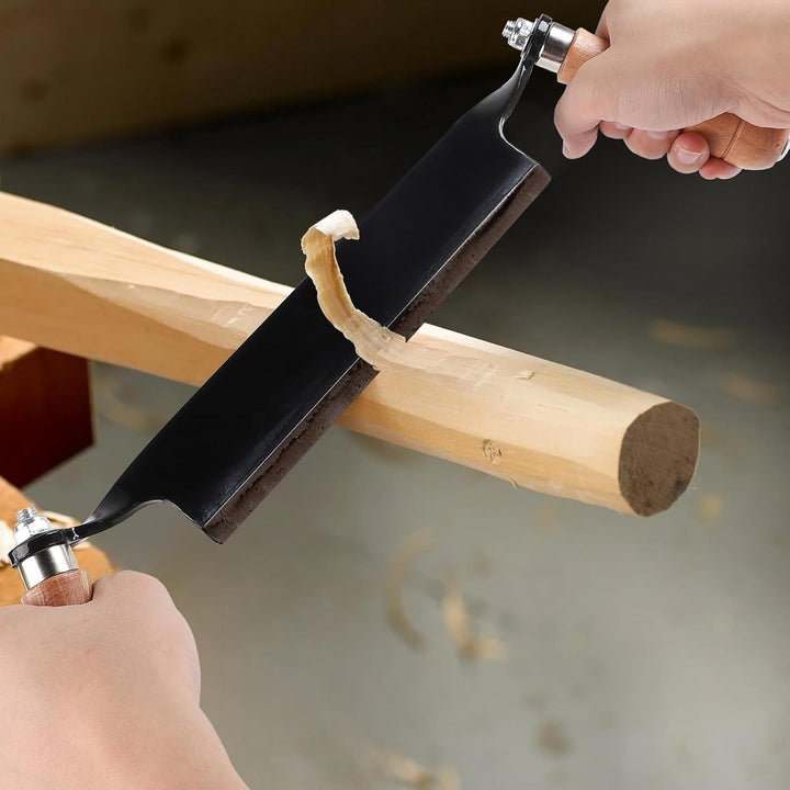 250mm Zugmesser für Holz, Gerade, Reifmesser mit Ergonomischen Holzgriffen und Klingenschutz, Rinden