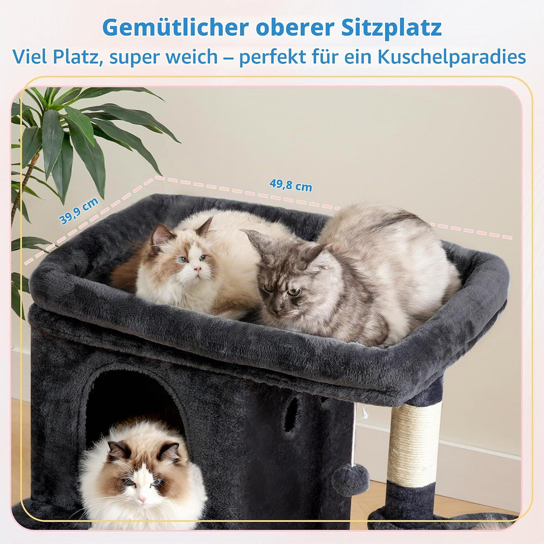 Heybly Kratzbaum, 65 cm Hoher Katzenbaum mit Extra-Grosser Plattform, Gestuftes Katzenmöbel mit Dopp