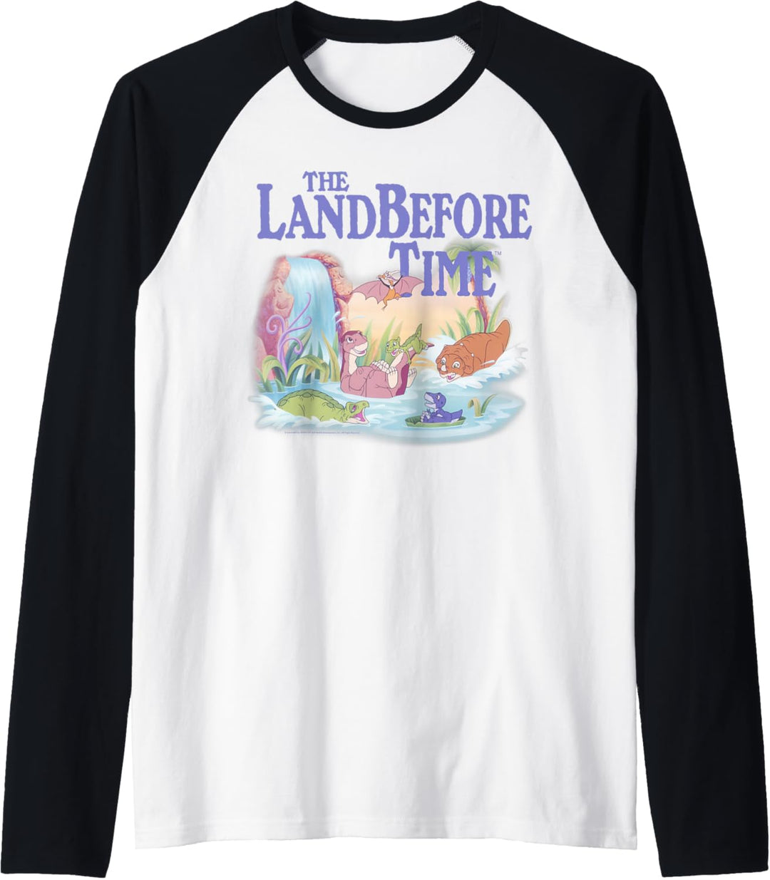Land Before Time Pastel Dinosaur Friends Splashing Around Raglan