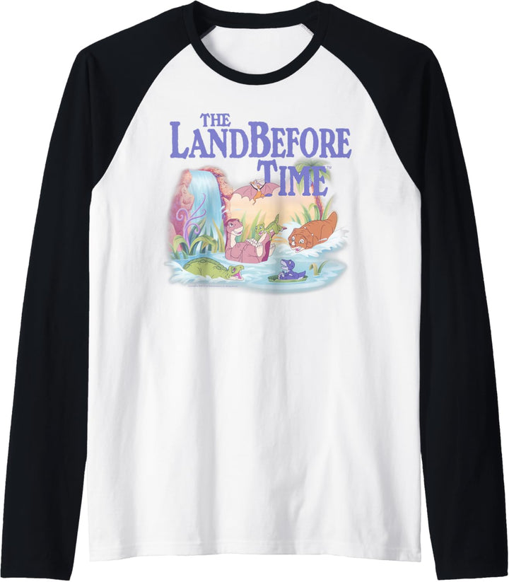 Land Before Time Pastel Dinosaur Friends Splashing Around Raglan