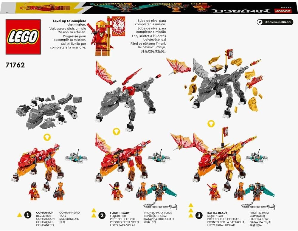 LEGO 71762 NINJAGO Kais Feuerdrache EVO, Drachen Spielzeug ab 6 Jahren mit Feuerdrachen- und Schlang