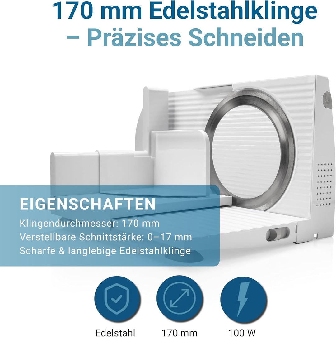 EUREL RS44 Allesschneider Made in Europa, Dauerschaltung, Serviertablett, platzsparend klappbar Elek