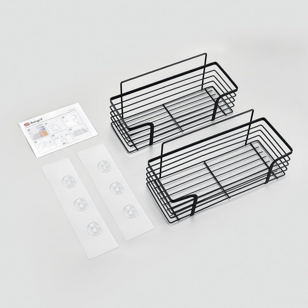 Ibergrif M34036B Duschablage & Badregal ohne Bohren – 2er Set aus rostfreiem Edelstahl, platzsparend