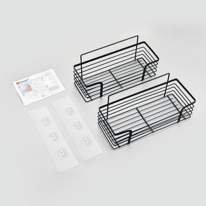Ibergrif M34036B Duschablage & Badregal ohne Bohren – 2er Set aus rostfreiem Edelstahl, platzsparend