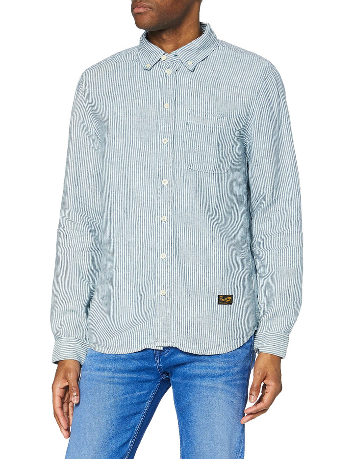 Kings of Indigo Herren Enda Pocket Freizeithemd, S Blau (Fine Stripe Blue 8104)