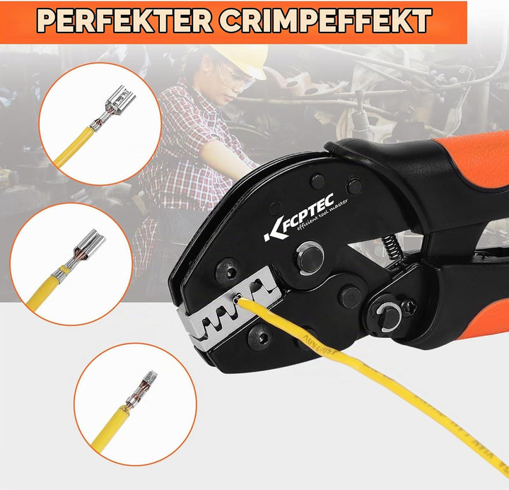 KF CPTEC Crimpzange für nicht isolierte Kabelschuhe,unisolierte Open Barrel Flachstecker, 0,25–1,5 m
