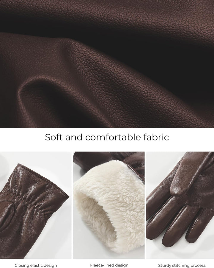 Knuffnee Damen Winter Lederhandschuhe Warme Gefüttert Handschuhe Autofahren Handschuhe Kaffee S, Kaf