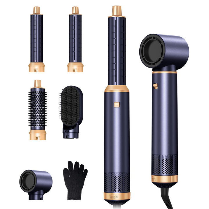 5 in 1 Hairstyler, Airstyler Airbrush Pro 1000w,Föhnbürste Haarstyler, Lockenstab mit Luft Links/Rec