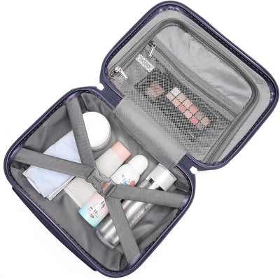 KONO Gepäck-Sets Kofferset 2 Teilig Handgepäck Koffer mit Beautycase (54cm+Kosmetikkoffer, Dunkelbla