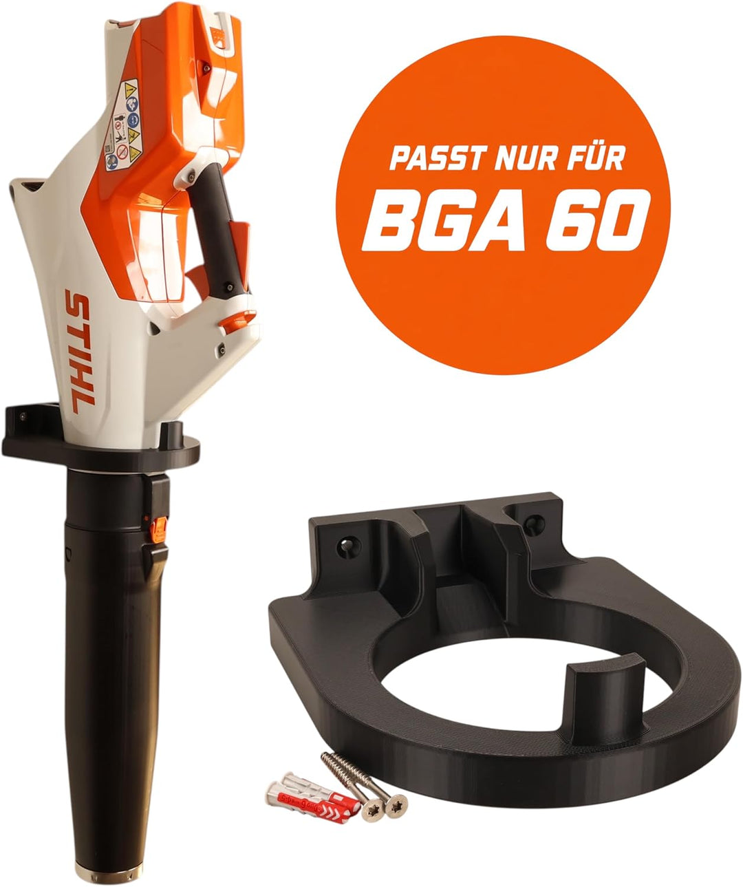 Halterung passend für STIHL BGA 60 Akku Laubbläser AP Wandhalterung | Made in Germany Schwarz, Schwa