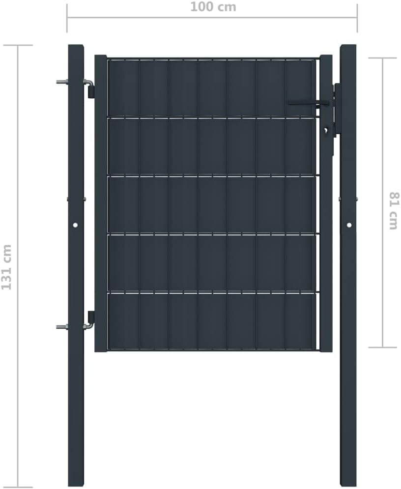 WIFESE Gartentor Anthrazit 100x81 cm PVC Zauntor GartentüR Gartenzaun Doppelstabmattenzaun Gartenzau