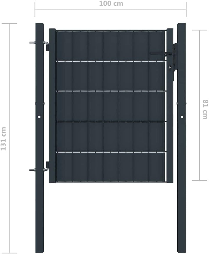 WIFESE Gartentor Anthrazit 100x81 cm PVC Zauntor GartentüR Gartenzaun Doppelstabmattenzaun Gartenzau